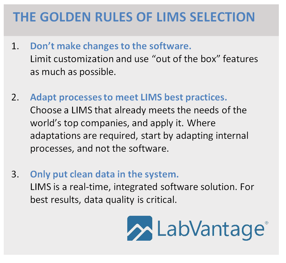 What are the Golden Rules of LIMS selection?