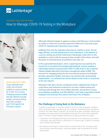 How to Manage COVID-19 Testing in the Workplace