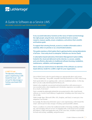 A Guide to Software-as-a-Service LIMS