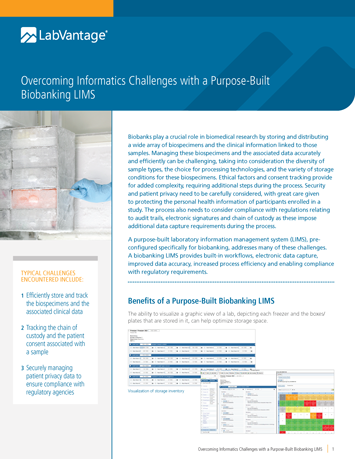 Overcoming Informatics Challenges with a Purpose-Built Biobanking LIMS